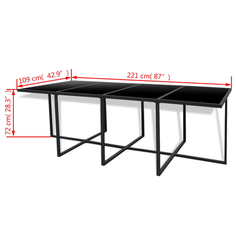 Ensemble de salle à manger Buttram vidaXL, Gris, 13 pièces: table, 8 fauteuils et 4 repose-pieds, Black