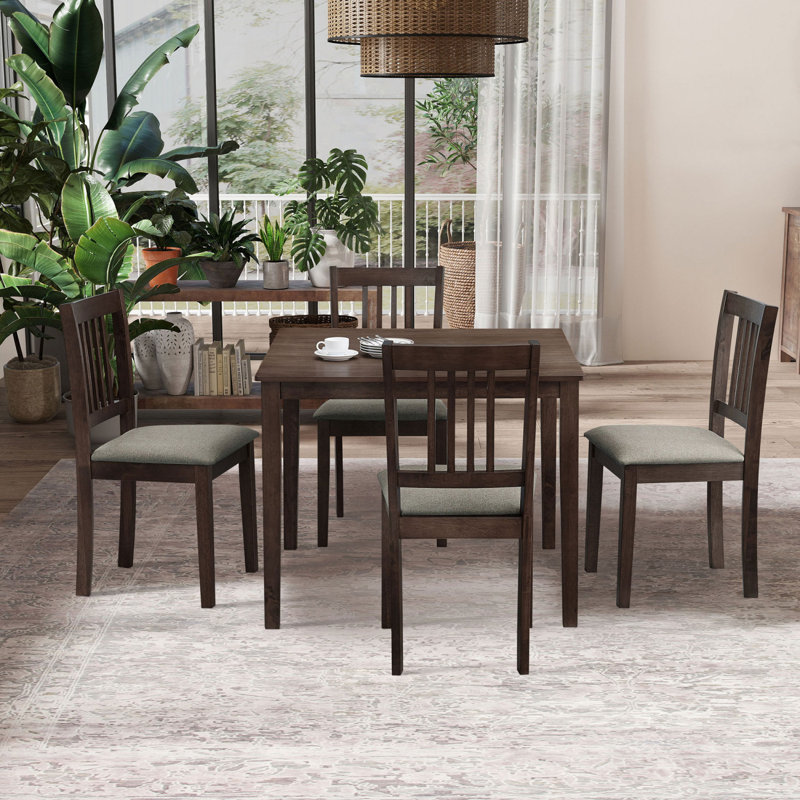 Table avec ensemble de tables de salle à manger, chaises carrées en bois Mid Century
