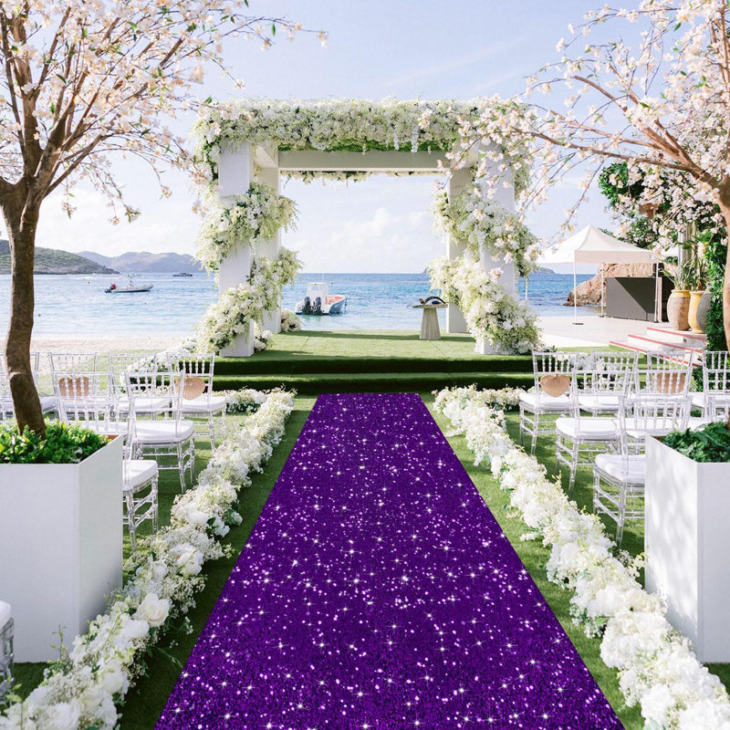 Tapis de couloir mauve à paillettes 2 pi x 15 pi - Tapis de mariage à paillettes pour décor de fête