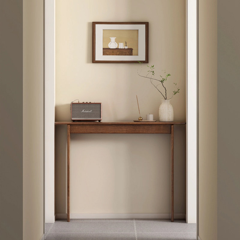 100cm Solid Wood Console Table, Brown Oak