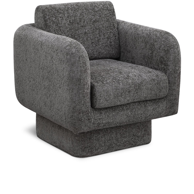 Alessandra Chenille Fabric Swivel Accent Chair, Grey Chenille Fabric