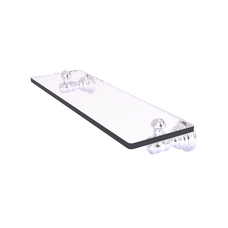 Freyja Glass Accent Shelf with Towel Bar, 2.4" H x 16" W x 5.54" D, Satin Chrome