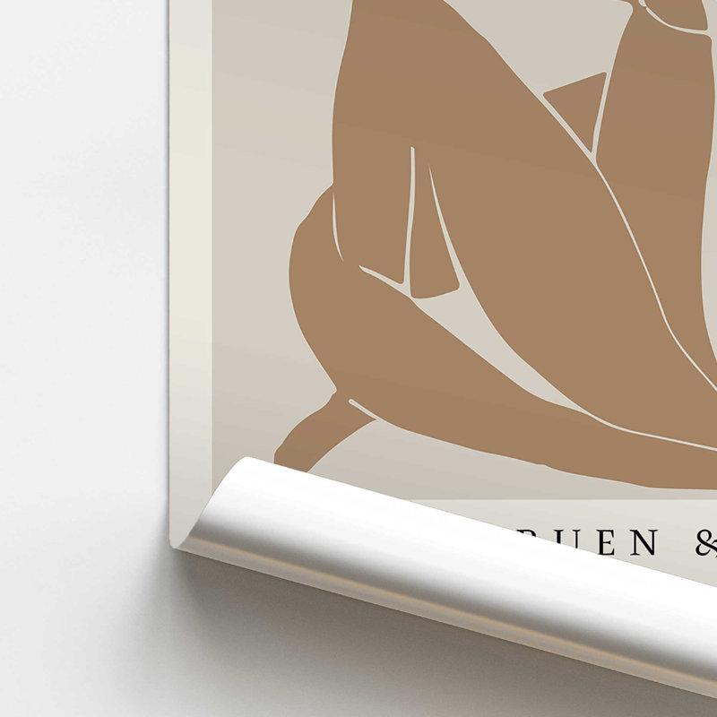Matisse's Nude II en brun clair roulé, H 36 po x l 24 po x P 0,1 po, Impression sans cadre, Ne s'applique pas