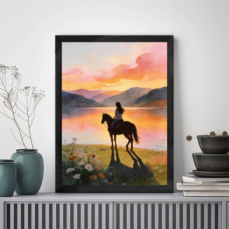 Reproduction d'art sur toile de luxe encadrée en bois noir, H 11 po x l 9 po