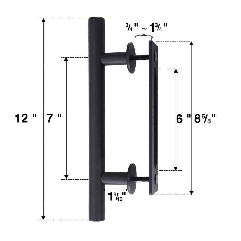 Poignée de porte de grange rustique en acier 12 po (ensemble de 2)