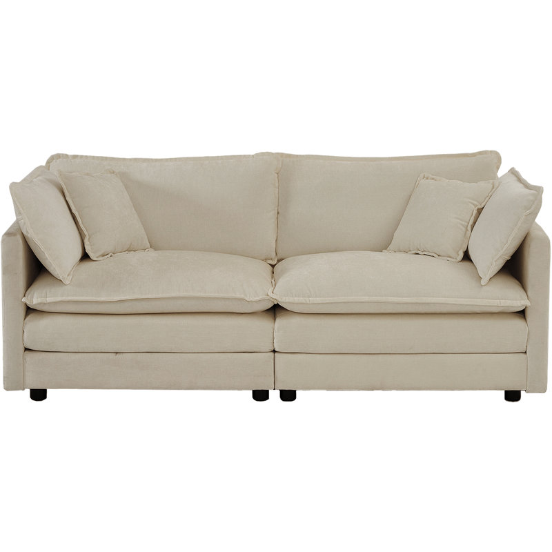 Chenille beige 2 pour la maison: matériaux et tissu respirant pour le salon. Fabrication en bois massif. Confort éponge élevé. Options d'assise polyvalentes. Instructions d'assemblage faciles