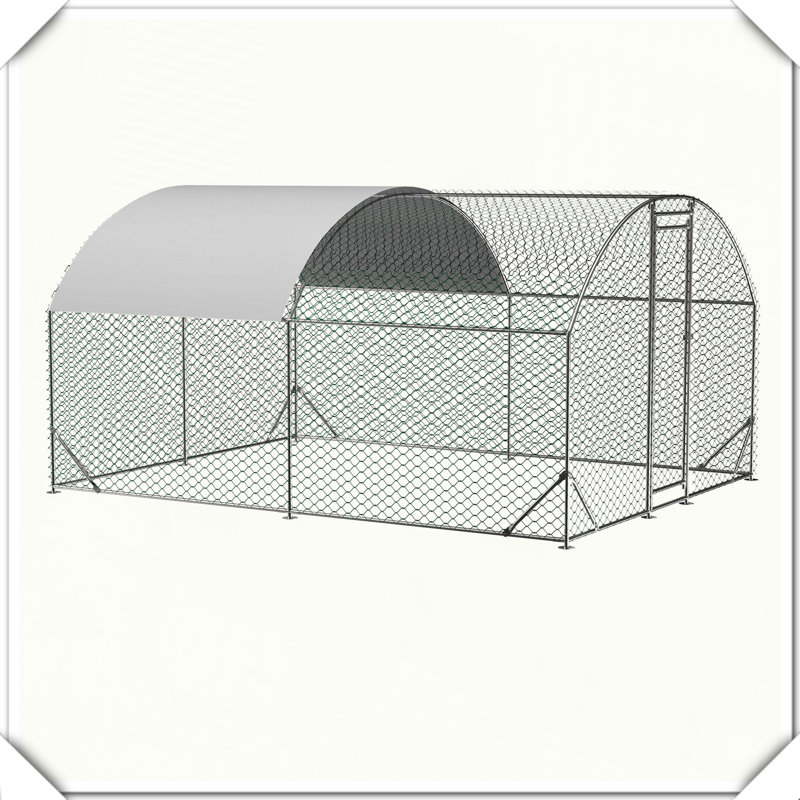 Poulailler en métal en forme de dôme imperméable avec couvercle anti-UV, H 78,72 po x l 157,44 po x P 118 po
