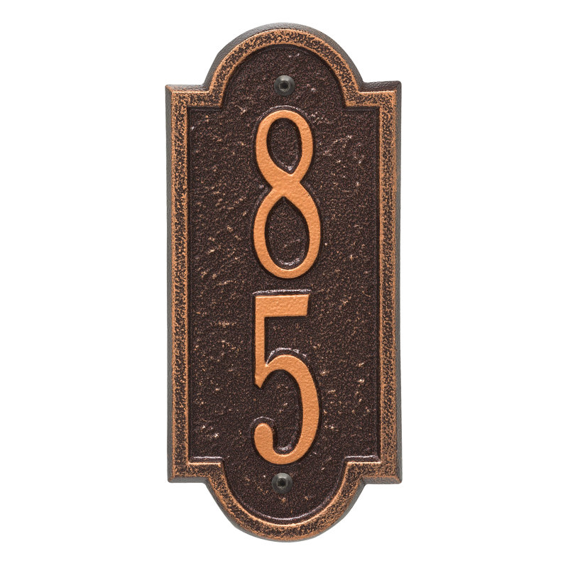 Richmond Personalized Vertical Mini 2-Line Wall Address Plaque, Yes, Antique Copper