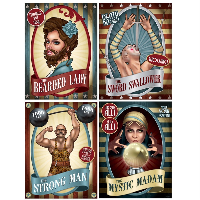 Découpes d'affiches de cirque rétro