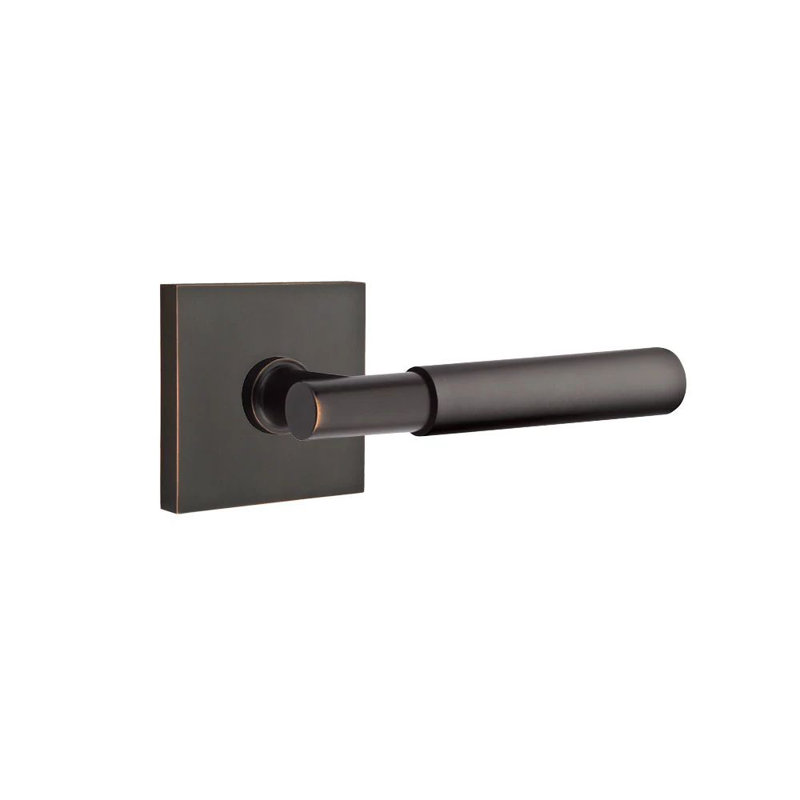 Mortaise intérieure Emtek Select avec rosette carrée et tige en T, levier lisse, Bronze frotté à l'huile, Gauche