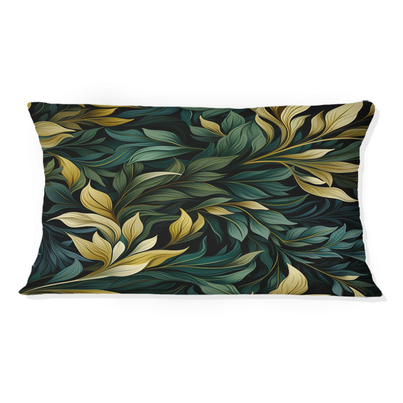 Feuille verte et jaune Harmony III - coussin à imprimé floral