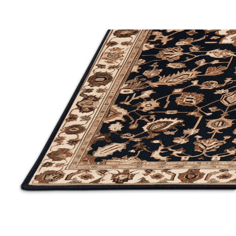 Machine Washable Turkish Brown Area Rug, Rectangle 6 pi x 9 pi