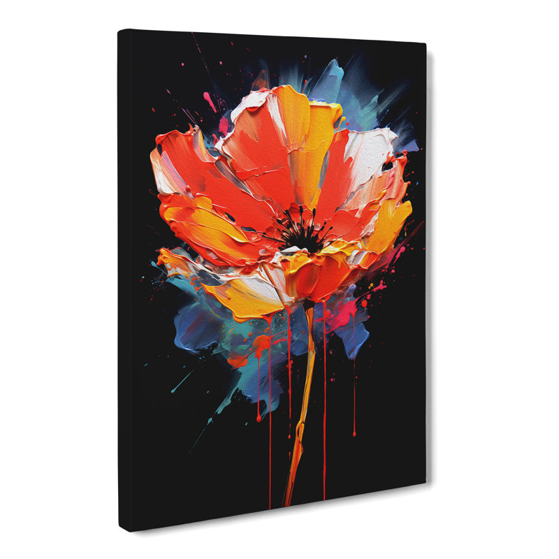 Poppy Flower Gestural No.2 - Wrapped Canvas, 50cm H x 35cm W x 3cm D