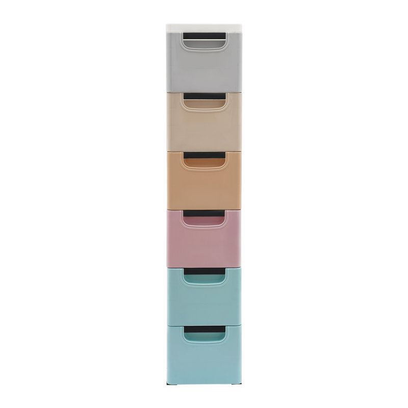 6 Drawers Storage Cabinet For Narrow Space, Blue/Pink/Orange/Gray