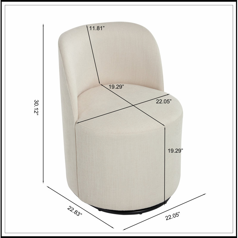 Fauteuil demi-tonneau pivotant rembourré avec coussin moelleux, Beige
