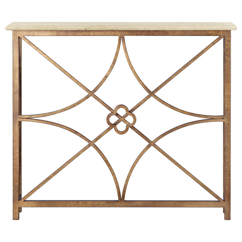 37" Console Table, Carrera Marble, Royal Gold