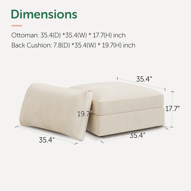 Module de repose-pieds modulaire en velours côtelé modulaire, Beige