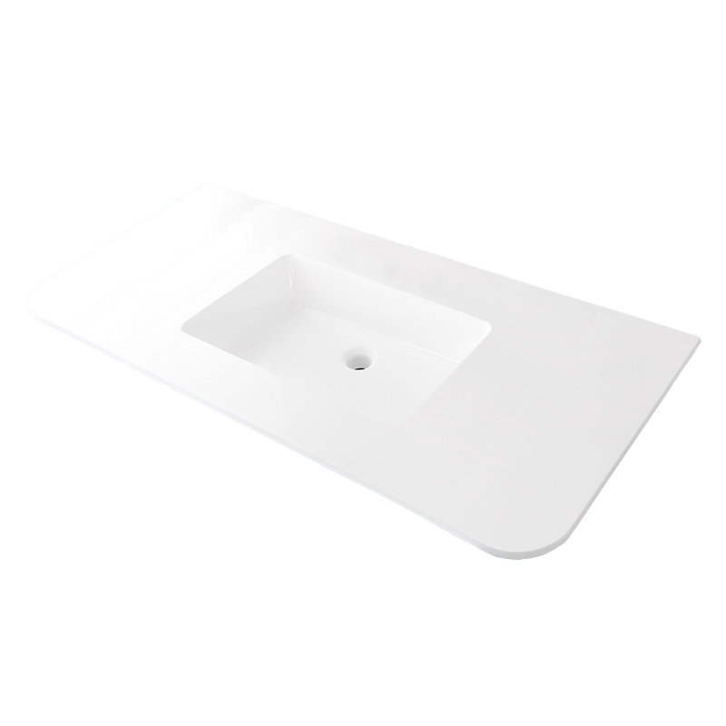 Kubitop 60'' L Bathroom Sink, Wall Mounted Faucet, Gloss White