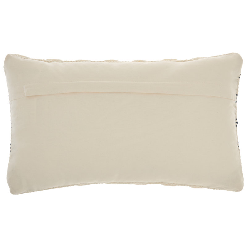 Navy and Ivory Embroidered Rectangular Throw Pillow 12" x 20"