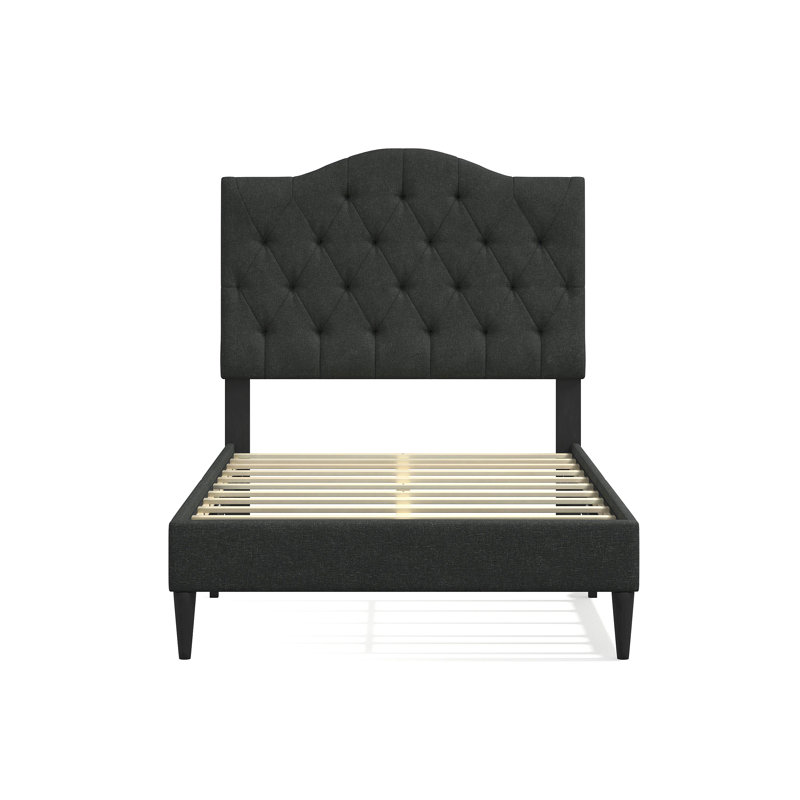Saltford Upholstered Platform Bed, Gray, Twin