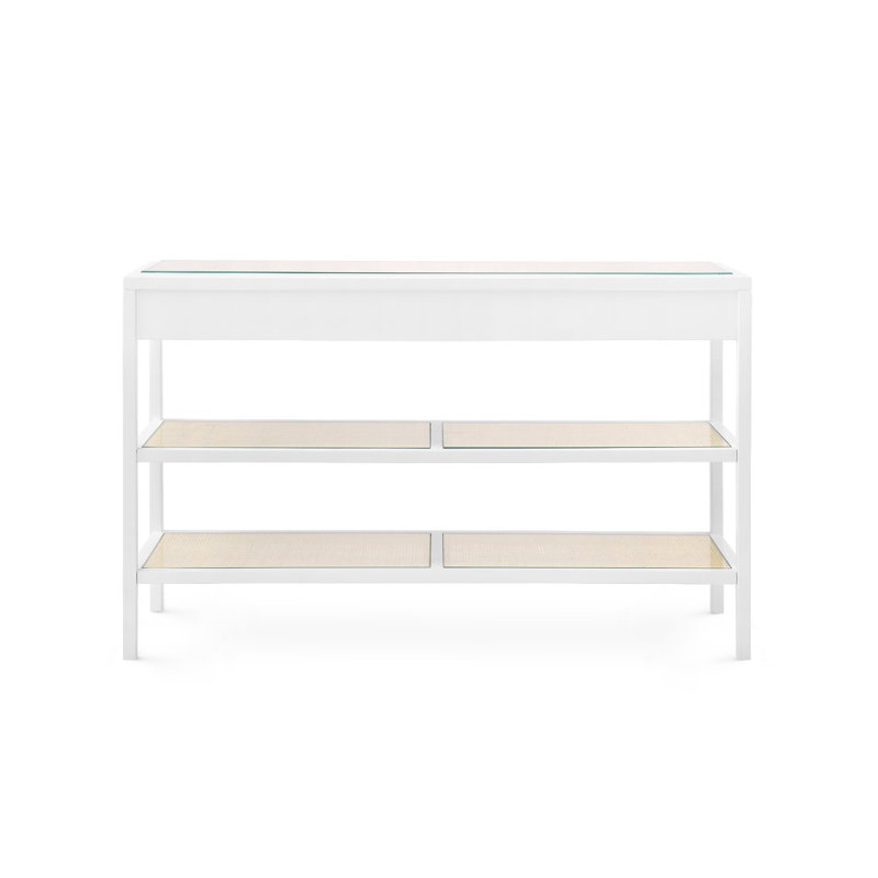 Caanan 48'' W Glass Console Table, Vanilla