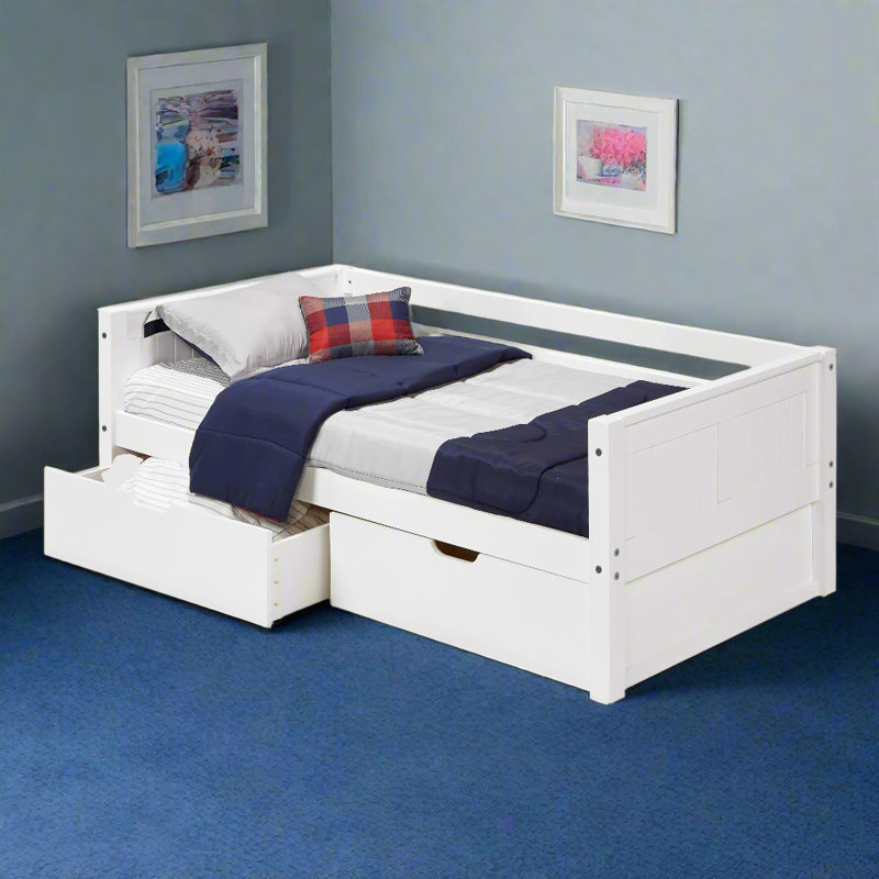 Friedemar Kids Twin Day Bed With Drawers, White
