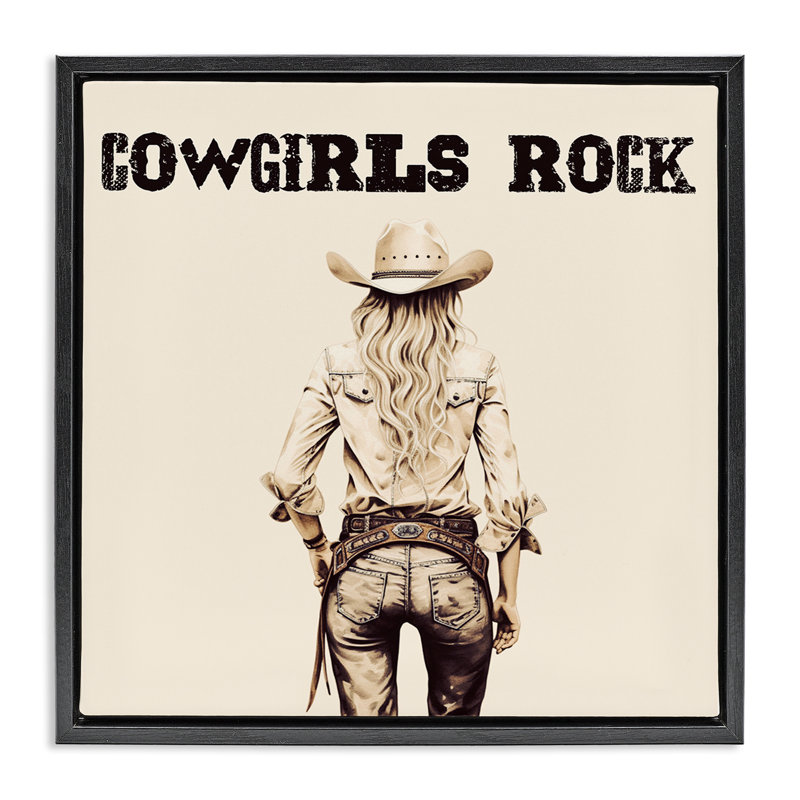 "Cowgirls Rock", art mural encadré flottant par Karen Smith, Cadre flottant noir de jais, H 25 po x l 25 po