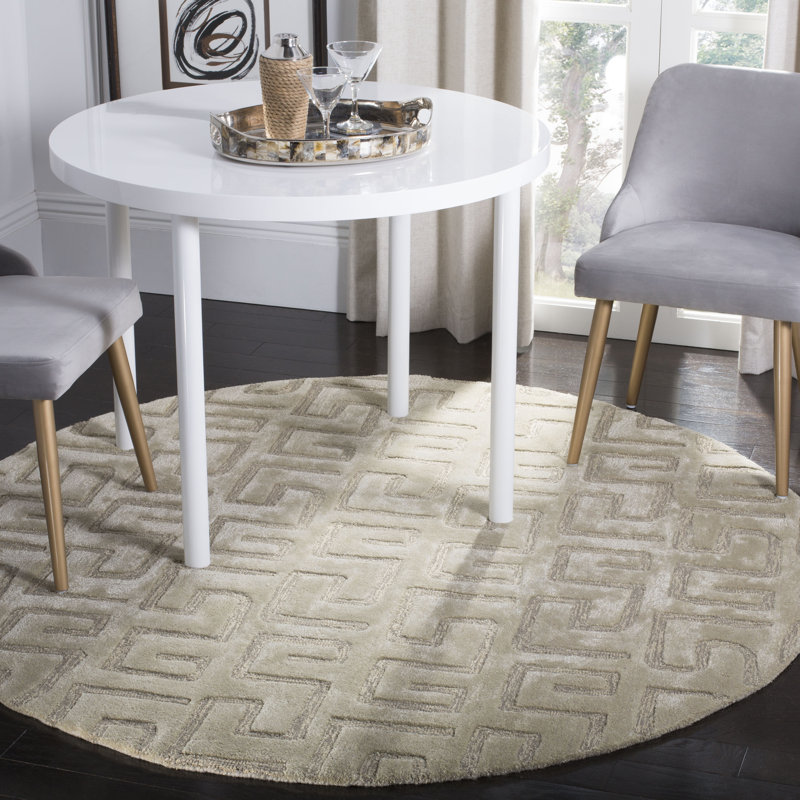 Christoper Hand Tufted Wool Geometric Rug, Round 6'