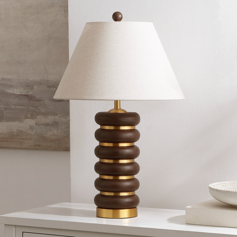 Lampe de table en résine Brea Arani, Brun foncé / laiton