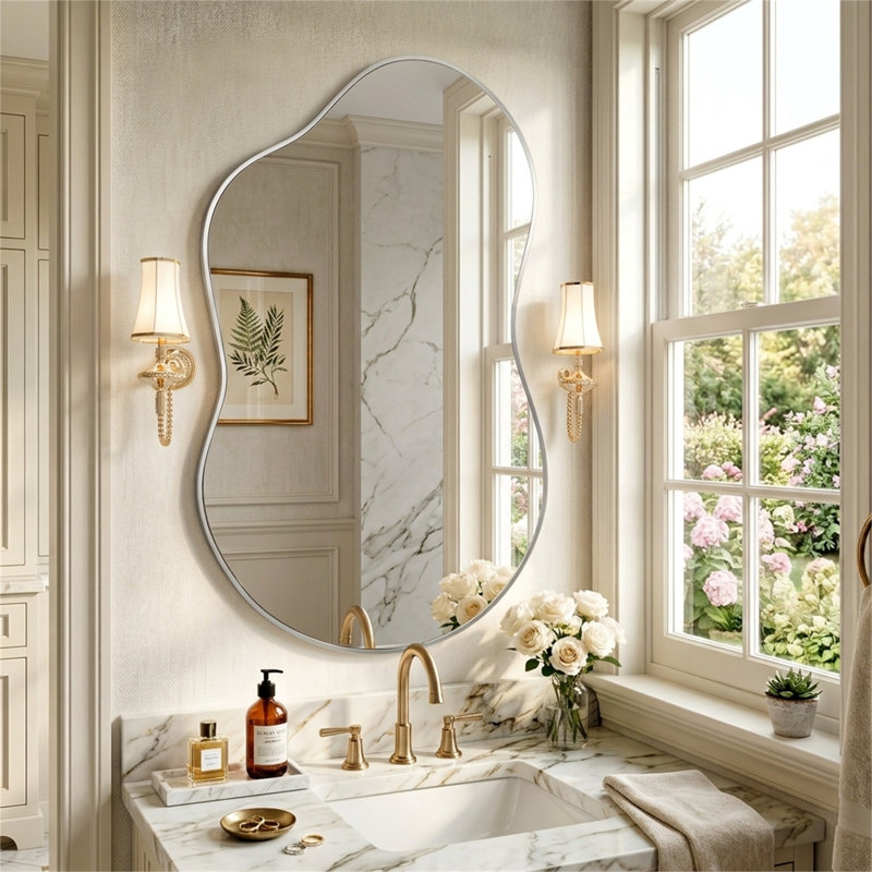 Miroir mural Cloud, 36 po x 20 po, Argent argent