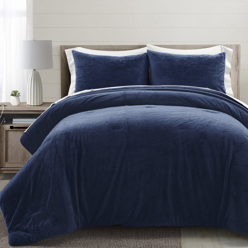 Microfiber 7 Piece Comforter Set, King Comforter + 6 Additional Pieces, Navy