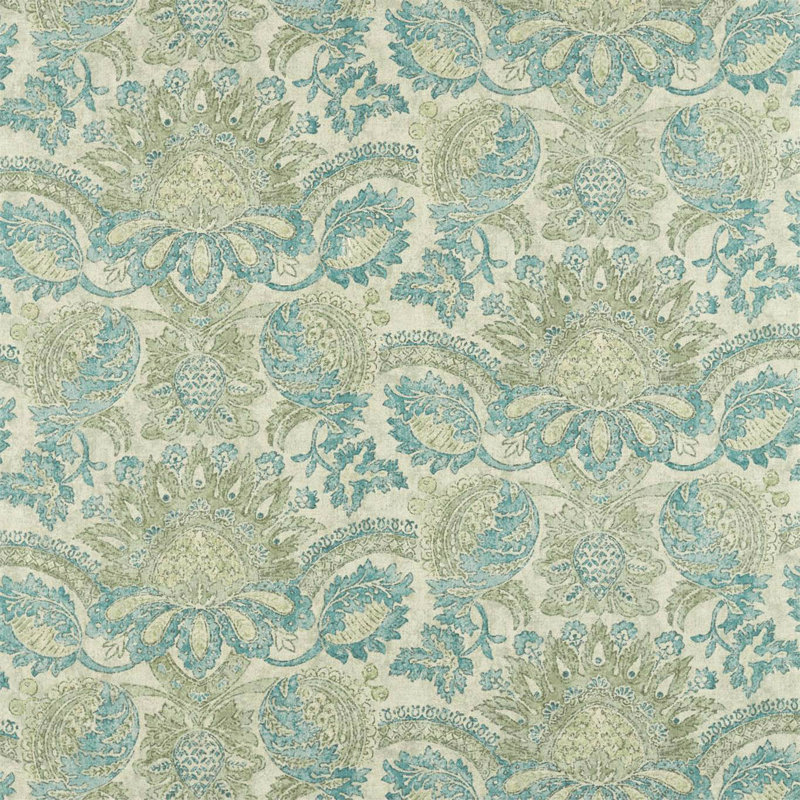 Pomegranate Fabric, Dufour/Green Stone