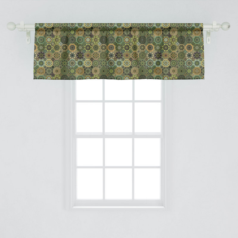 Sateen Geometric Ruffled Window Valance