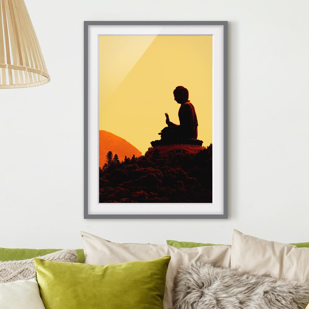 Gerahmtes Papierbild Ruhender Buddha