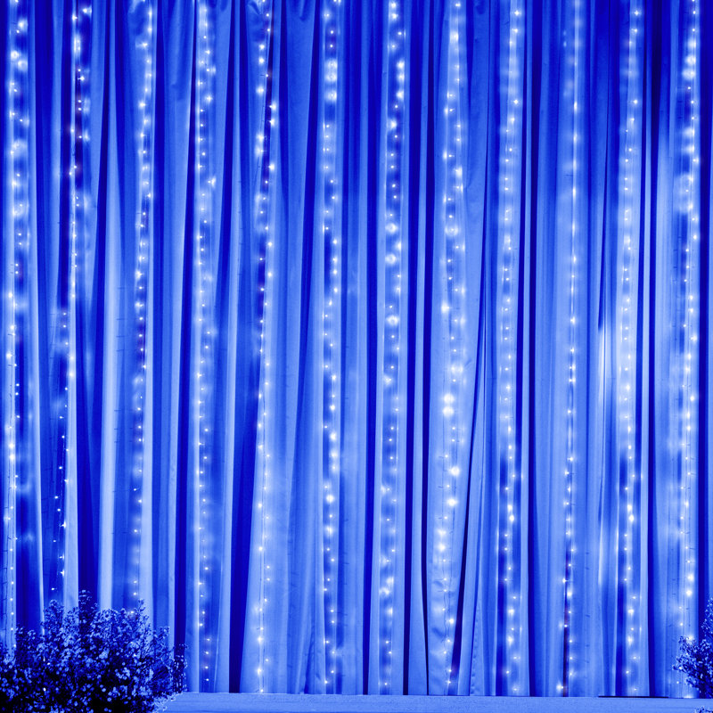  300 LED Window Curtain String Lights for Christmas, Wedding, Party, Garden, Indoor & Outdoor Decor, Blue