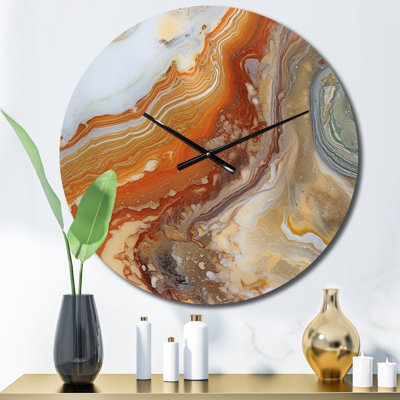 Orange Beige Aqua Symphony Metal Wall Clock