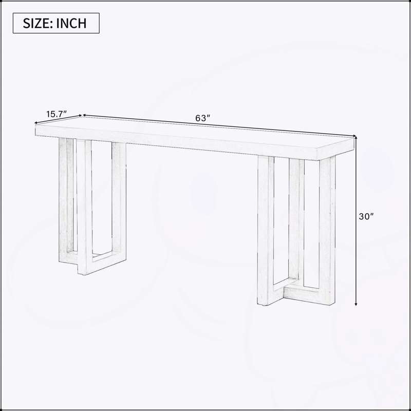 Geometric Design Console Table with Solid Pine Legs, Ideal for and Versatile Home Decor, White/Gray