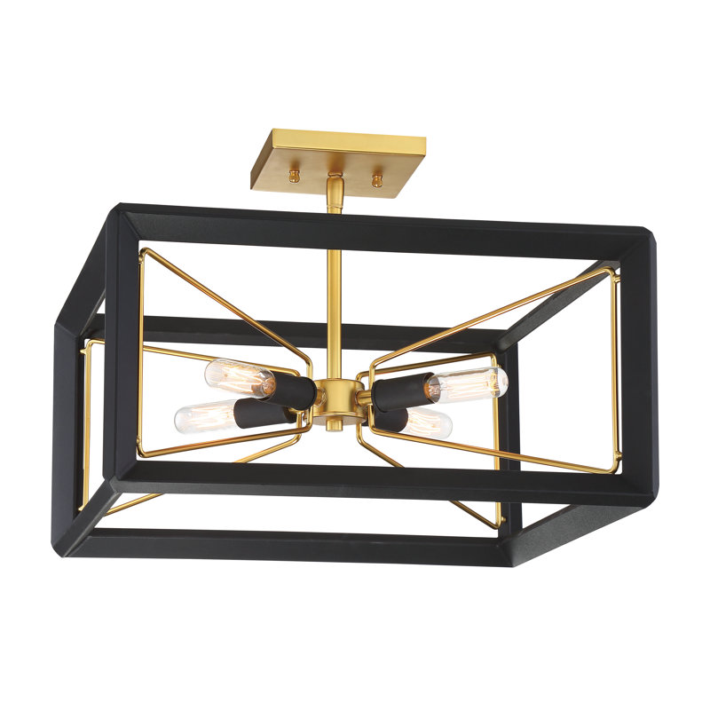 Plafonnier semi-encastré rectangulaire en cage 16,5 po à 4 lumières Sable