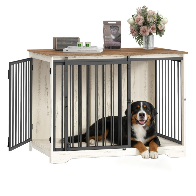 Cage pour chien Dawyne, H 31,8 po x l 43,3 po x P 27,5 po, Blanc / Brun