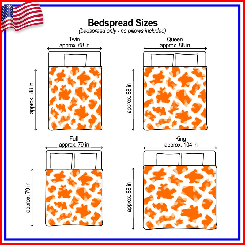 Orange Camouflage Pattern Quilted Bedspread All Sizes, Twin