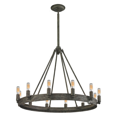 Lustre à 12 lumières de 27 po de largeur Lewisburg - rouille maltée