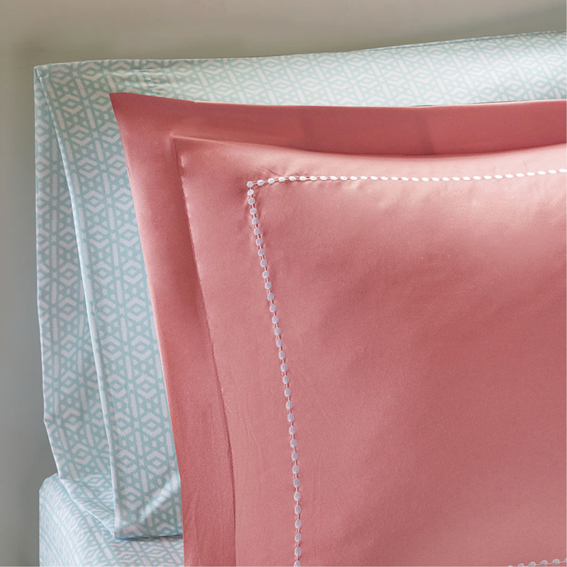 Ensemble d'édredon simple TG avec draps, Corail / motif abstrait, Édredon pour lit simple TG + 6 pièces supplémen
