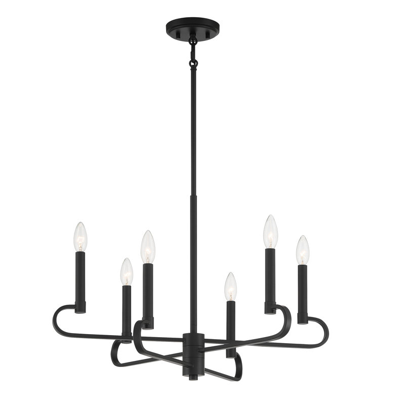 Maegann 6 - Light Dimmable Classic / Traditional Chandelier, Matte Black
