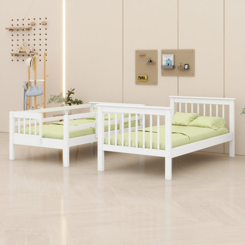 Bunk Bed With Storage Stairway And Guard Rail, White