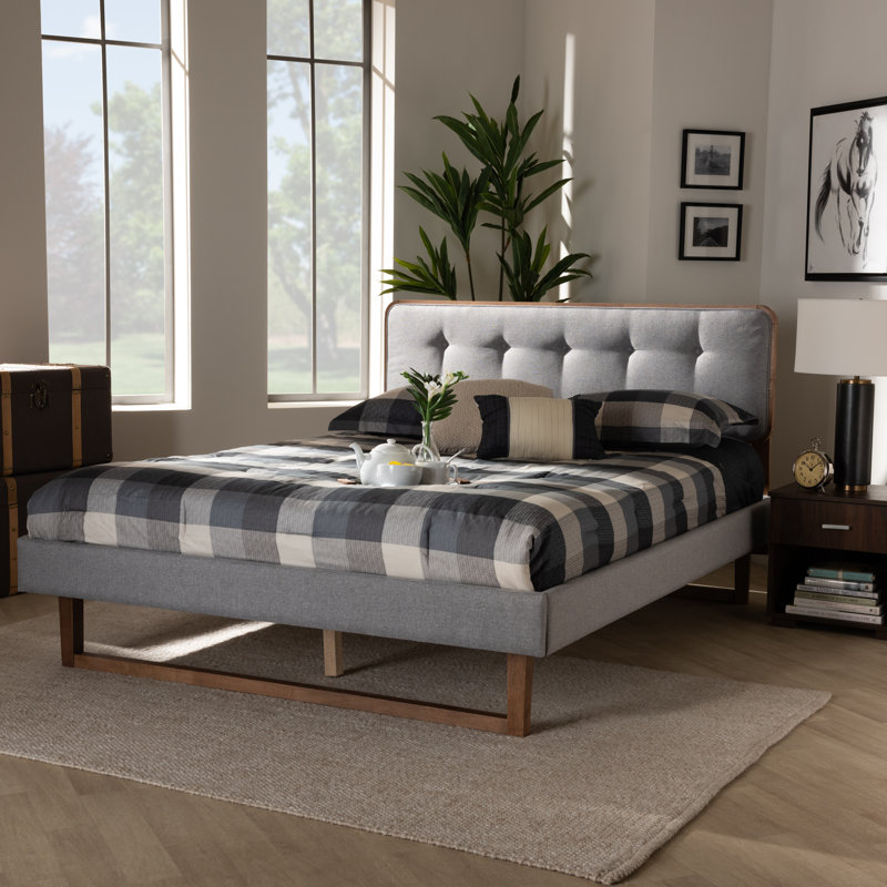 Lit plateforme très grand Artesha Mid-Century, Double, Dark Grey