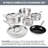 Granitestone Stainless Steel Hammered 10 Piece Nonstick Cookware Set, Stay Cool Handles, Oven & Dishwasher Safe