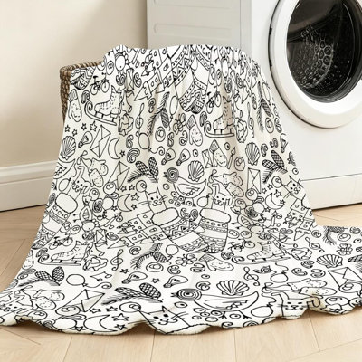 White Ultra Soft Flannel Fleece Throw Blanket,of Single-Sided Print