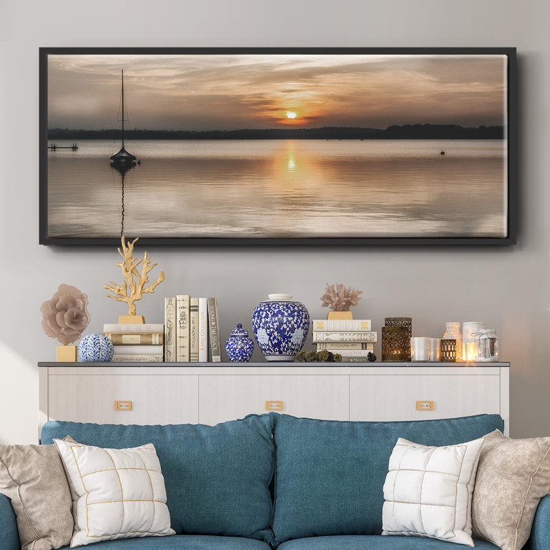 Doux coucher de soleil - toile encadrée, H 20 po x l 50 po