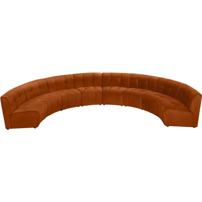 Jedson Velvet Sectional Symmetrical, Cognac Velvet