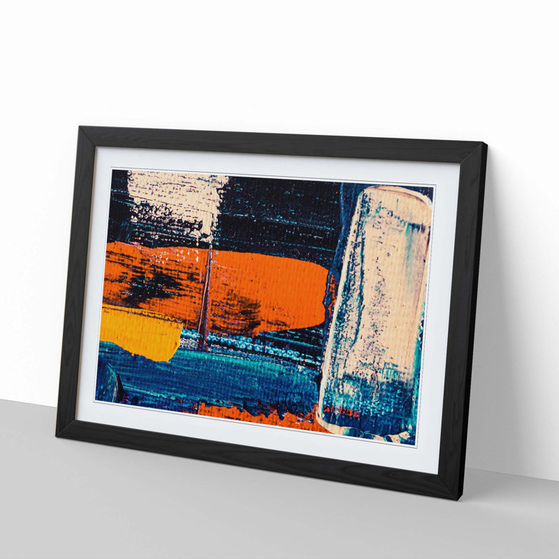 Abstract Art Painting Vol.294 by S.Johnson - Framed Print, 27cm H x 36cm W x 2cm D, Black Framed